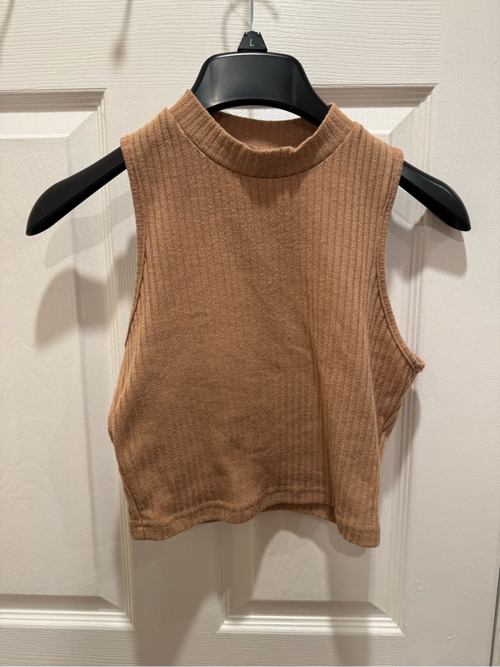SHEIN Ribbed Mock Neck Sleeveless Crop Tank